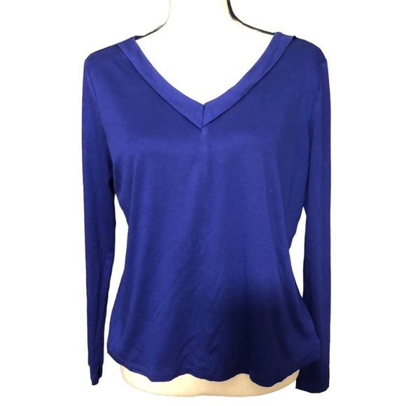 TALBOTS Minimalist Supima Cotton Blend Top Mini Sailor Collar Royal Blue Sz M - Picture 1 of 7